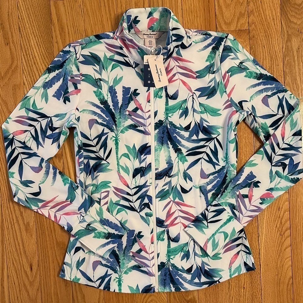 NWT TOMMY BAHAMA CAMPANULA TROPICAL Long Sleeve Full Zip Up Golf Tennis Jacket S - Picture 2 of 7